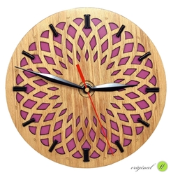 Wooden clock Harmony magenta